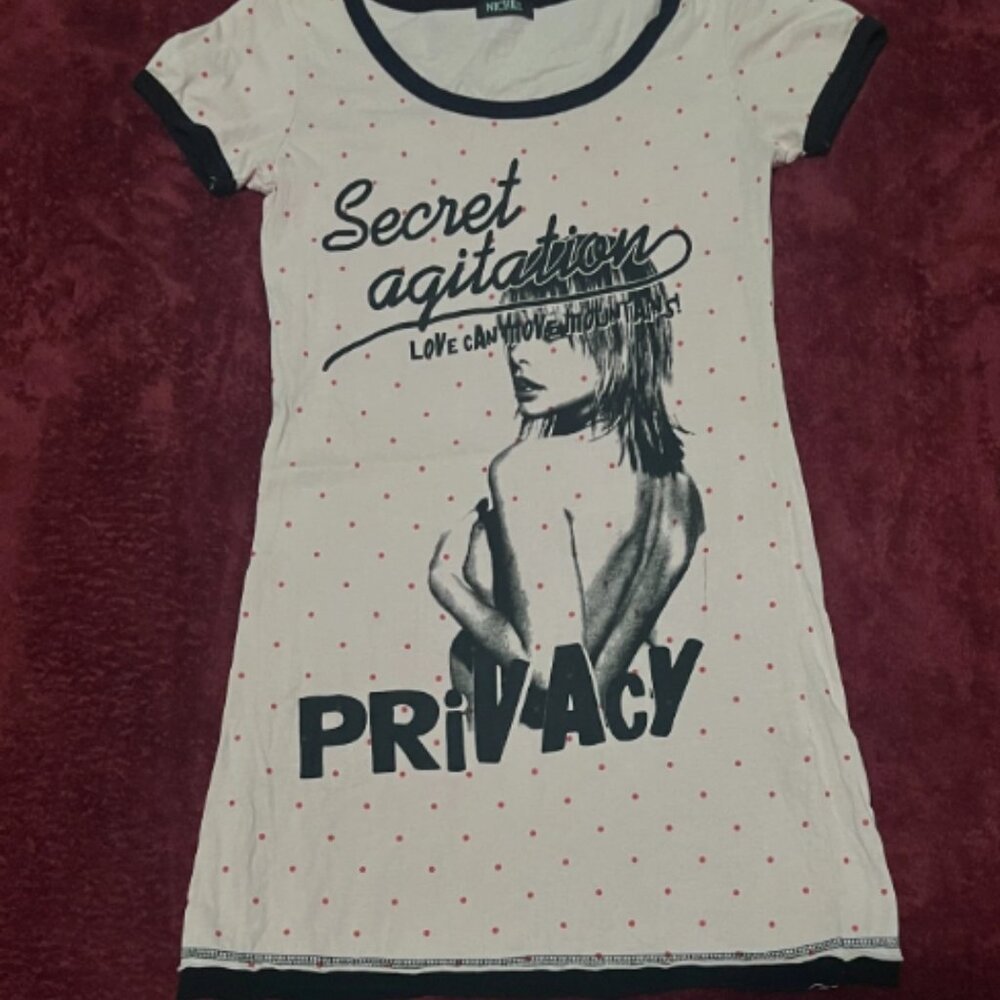 Vintage Long Top Women Graphic Pink Dot